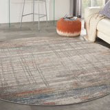 Nourison Rustic Textures RUS12 Painterly Machine Made Power-loomed Indoor Area Rug Grey/Multi 7'10" x round 99446836069
