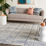 Nourison Vail VAI01 Modern Handmade Tufted Indoor Area Rug White Blue 7'9" x 9'9" 99446794185