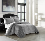 Wafa Grey Queen 3pc Quilt Set