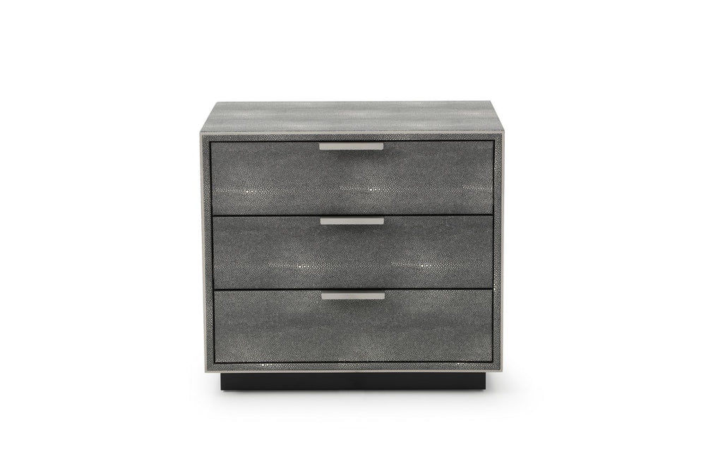 VIG Furniture Modrest Dynasty - Modern Shagreen Three Drawer Nightstand VGVCN2108-3-GRY-NS