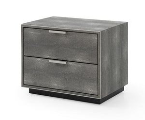 VIG Furniture Modrest Dynasty - Modern Shagreen Two Drawer Nightstand VGVCN2108-2-GRY-NS