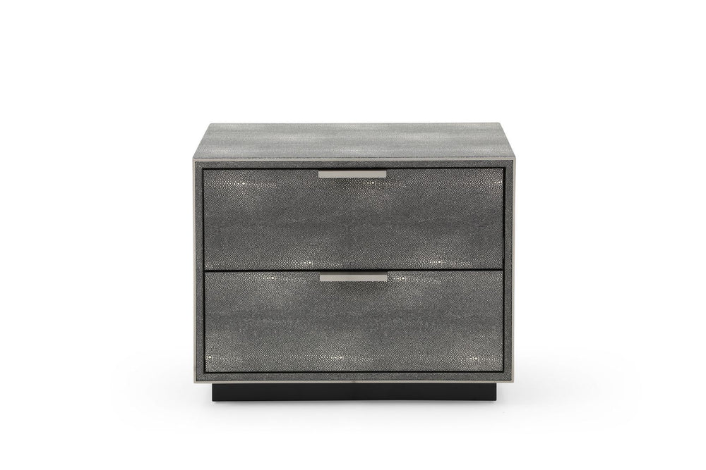 VIG Furniture Modrest Dynasty - Modern Shagreen Two Drawer Nightstand VGVCN2108-2-GRY-NS