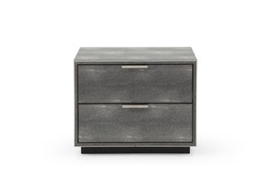 VIG Furniture Modrest Dynasty - Modern Shagreen Two Drawer Nightstand VGVCN2108-2-GRY-NS