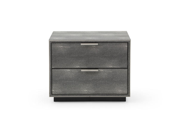 VIG Furniture Modrest Dynasty - Modern Shagreen Two Drawer Nightstand VGVCN2108-2-GRY-NS