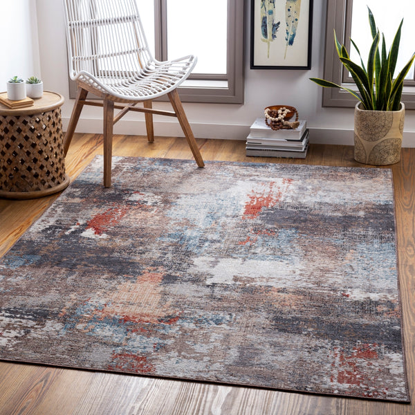 Daytona Beach DYT-2300 Modern Polyester, Polypropylene Rug DYT2300-81012 Teal, Rust, Rose, Camel, Charcoal, Medium Gray, Light Gray, Beige, Cream 92% Polyester, 8% Polypropylene 8'10" x 12'