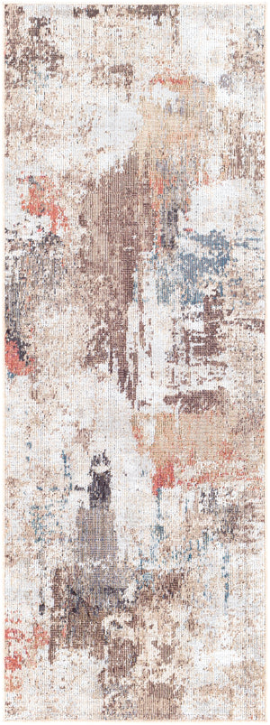 Daytona Beach DYT-2301 Modern Polyester, Polypropylene Rug DYT2301-2773 Dark Brown, Beige, Taupe, Wheat, Burnt Orange, Dark Red, Cream, Sky Blue, Light Gray, Medium Gray, Charcoal, Rose 92% Polyester, 8% Polypropylene 2'7" x 7'3"