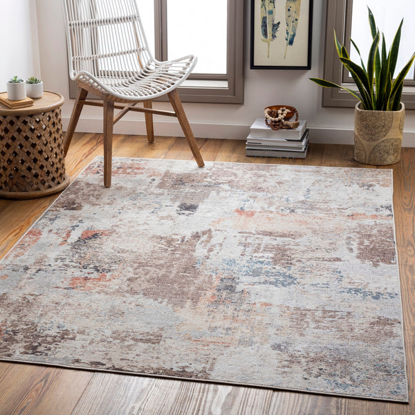 Daytona Beach DYT-2301 Modern Polyester, Polypropylene Rug DYT2301-81012 Dark Brown, Beige, Taupe, Wheat, Burnt Orange, Dark Red, Cream, Sky Blue, Light Gray, Medium Gray, Charcoal, Rose 92% Polyester, 8% Polypropylene 8'10" x 12'