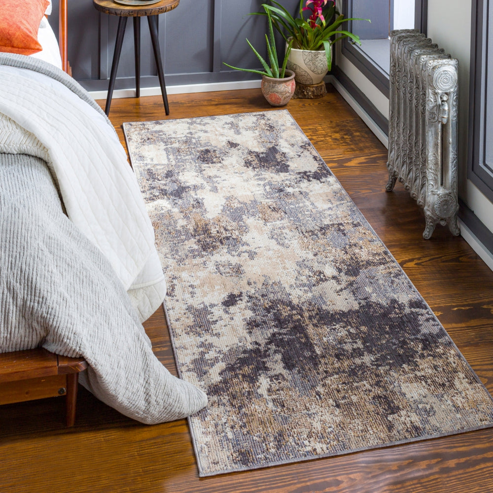 Daytona Beach DYT-2303 Modern Polyester, Polypropylene Rug DYT2303-2773 Medium Gray, Charcoal, Light Gray, Beige, Wheat, Dark Brown, Cream, Taupe 92% Polyester, 8% Polypropylene 2'7" x 7'3"