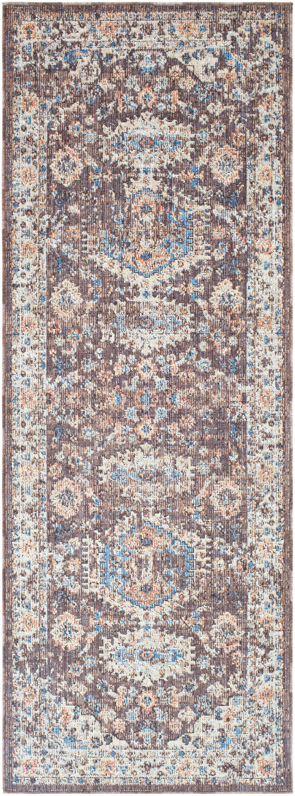 Daytona Beach DYT-2305 Traditional Polyester, Polypropylene Rug DYT2305-2773 Dark Brown, Taupe, Beige, Light Gray, Medium Gray, Sky Blue, Burnt Orange, Wheat, Charcoal, Rose, Cream 92% Polyester, 8% Polypropylene 2'7" x 7'3"