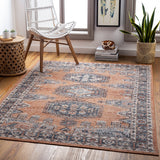 Daytona Beach DYT-2308 Traditional Polyester, Polypropylene Rug DYT2308-81012 Burnt Orange, Dark Red, Sky Blue, Navy, Light Gray, Medium Gray, Wheat, Taupe, Rose, Cream 92% Polyester, 8% Polypropylene 8'10" x 12'