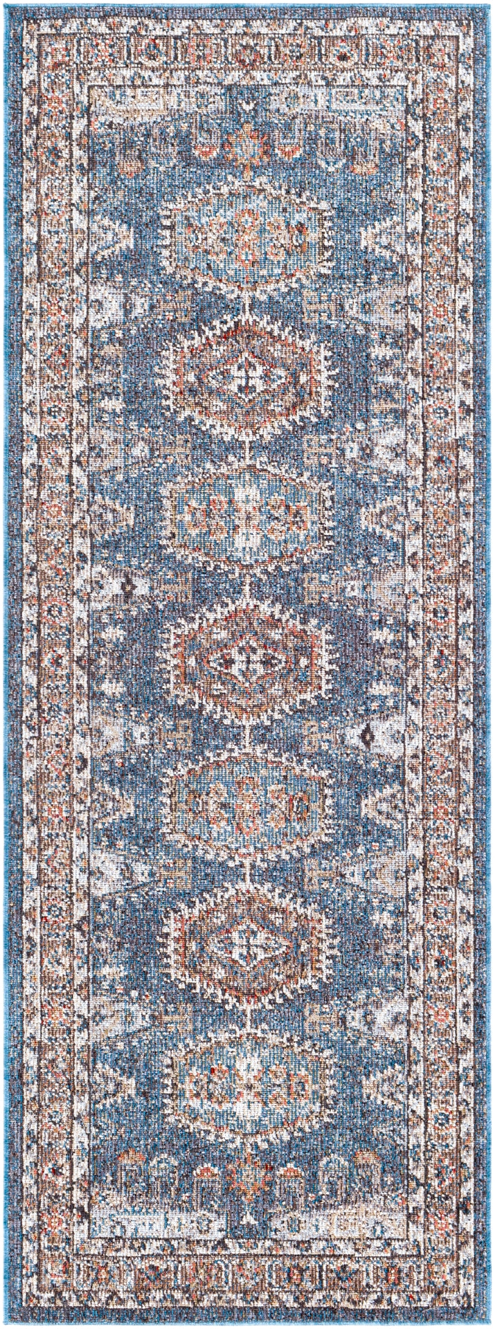 Daytona Beach DYT-2309 Traditional Polyester, Polypropylene Rug DYT2309-2773 Sky Blue, Navy, Burnt Orange, Beige, Taupe, Light Gray, Medium Gray, Rose, Dark Red, Cream, Dark Brown, Charcoal 92% Polyester, 8% Polypropylene 2'7" x 7'3"