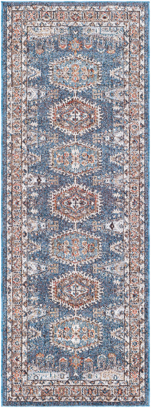 Daytona Beach DYT-2309 Traditional Polyester, Polypropylene Rug DYT2309-2773 Sky Blue, Navy, Burnt Orange, Beige, Taupe, Light Gray, Medium Gray, Rose, Dark Red, Cream, Dark Brown, Charcoal 92% Polyester, 8% Polypropylene 2'7" x 7'3"