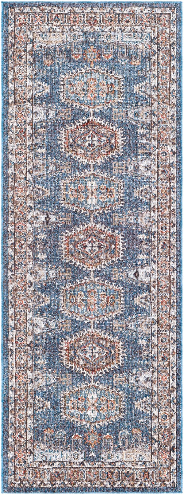 Daytona Beach DYT-2309 Traditional Polyester, Polypropylene Rug DYT2309-2773 Sky Blue, Navy, Burnt Orange, Beige, Taupe, Light Gray, Medium Gray, Rose, Dark Red, Cream, Dark Brown, Charcoal 92% Polyester, 8% Polypropylene 2'7" x 7'3"