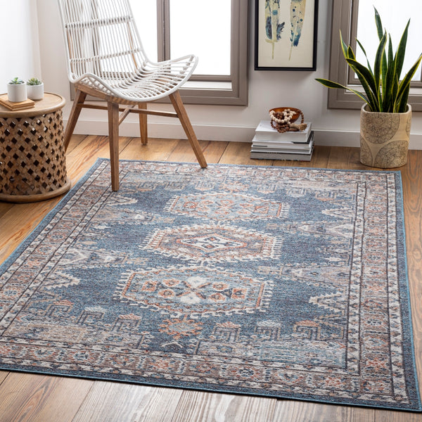Daytona Beach DYT-2309 Traditional Polyester, Polypropylene Rug DYT2309-81012 Sky Blue, Navy, Burnt Orange, Beige, Taupe, Light Gray, Medium Gray, Rose, Dark Red, Cream, Dark Brown, Charcoal 92% Polyester, 8% Polypropylene 8'10" x 12'