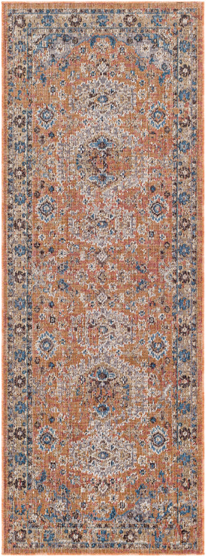 Daytona Beach DYT-2310 Traditional Polyester, Polypropylene Rug DYT2310-2773 Burnt Orange, Sky Blue, Dark Brown, Charcoal, Wheat, Rose, Cream, Taupe, Medium Gray, Beige 92% Polyester, 8% Polypropylene 2'7" x 7'3"