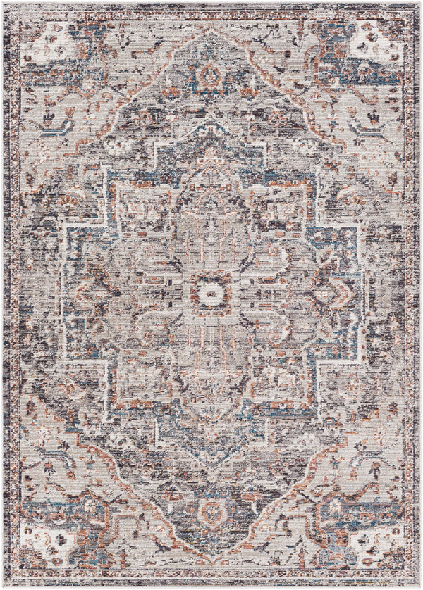 Daytona Beach DYT-2312 Traditional Polyester, Polypropylene Rug DYT2312-81012 Light Gray, Medium Gray, Charcoal, Cream, Burnt Orange, Sky Blue, Taupe, Rose, Beige, Wheat 92% Polyester, 8% Polypropylene 8'10" x 12'