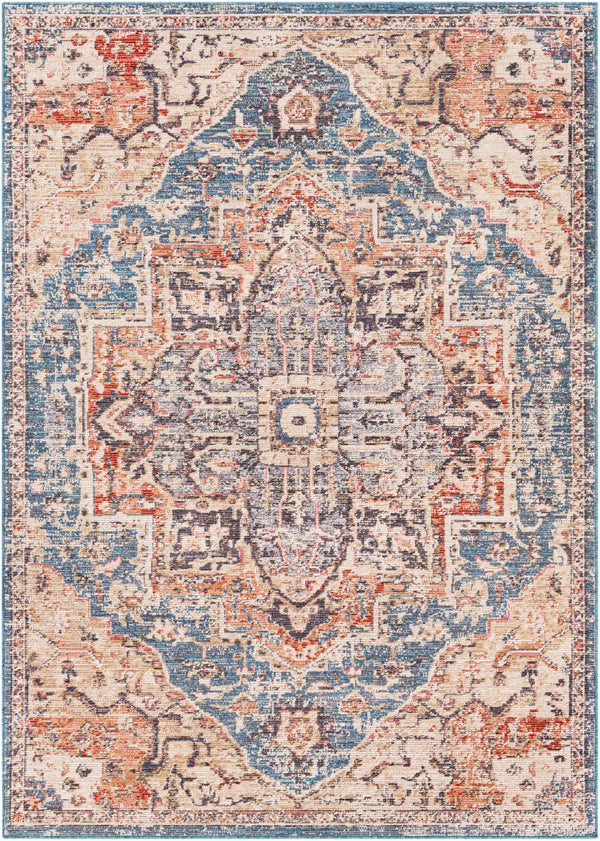 Daytona Beach DYT-2313 Traditional Polyester, Polypropylene Rug DYT2313-81012 Teal, Charcoal, Rust, Beige, Light Gray, Cream 92% Polyester, 8% Polypropylene 8'10" x 12'