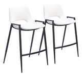 English Elm EE2703 100% Polyurethane, Plywood, Steel Modern Commercial Grade Counter Chair Set - Set of 2 White, Black 100% Polyurethane, Plywood, Steel