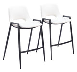 Zuo Modern Desi 100% Polyurethane, Plywood, Steel Modern Commercial Grade Counter Stool Set - Set of 2 White, Black 100% Polyurethane, Plywood, Steel