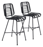 Zuo Modern Murcia Steel, Polyethylene Modern Commercial Grade Barstool Set - Set of 2 Black Steel, Polyethylene