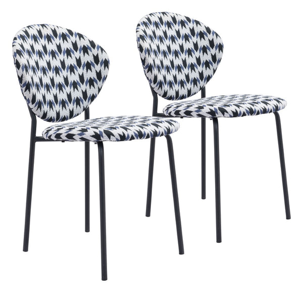 Zuo Modern Clyde 100% Polyester, Plywood, Steel Modern Commercial Grade Dining Chair Set - Set of 2 Houndstooth 100% Polyester, Plywood, Steel