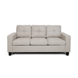 Bowden Three Seater Sofa with Wood Legs, Beige and Espresso Finish Noble House