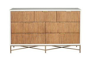 Larsen Dresser in White & Natural - Elegant Mahogany with Gold Accents and Felt-Lined Drawers