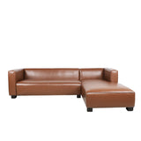 Goyette Contemporary Faux Leather 3 Seater Sofa with Chaise Lounge