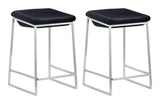 Zuo Modern Lids 100% Polyester, Stainless Steel Modern Commercial Grade Counter Stool Set - Set of 2 Dark Gray, Silver 100% Polyester, Stainless Steel