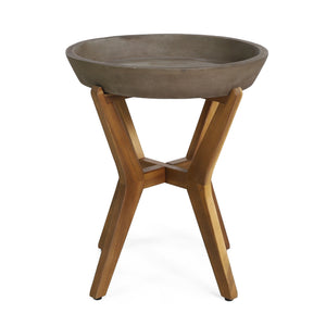 Noble House Yukon Outdoor Side Table, Teak and Light Gray