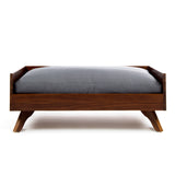 Doran Mid Century Dark Oak Finished Acacia Wood Dog Bed with Dark Grey Water Resistant Cushion