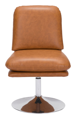 Zuo Modern Rory 100% Polyurethane, Plywood, Steel Modern Commercial Grade Accent Chair Brown, Chrome 100% Polyurethane, Plywood, Steel