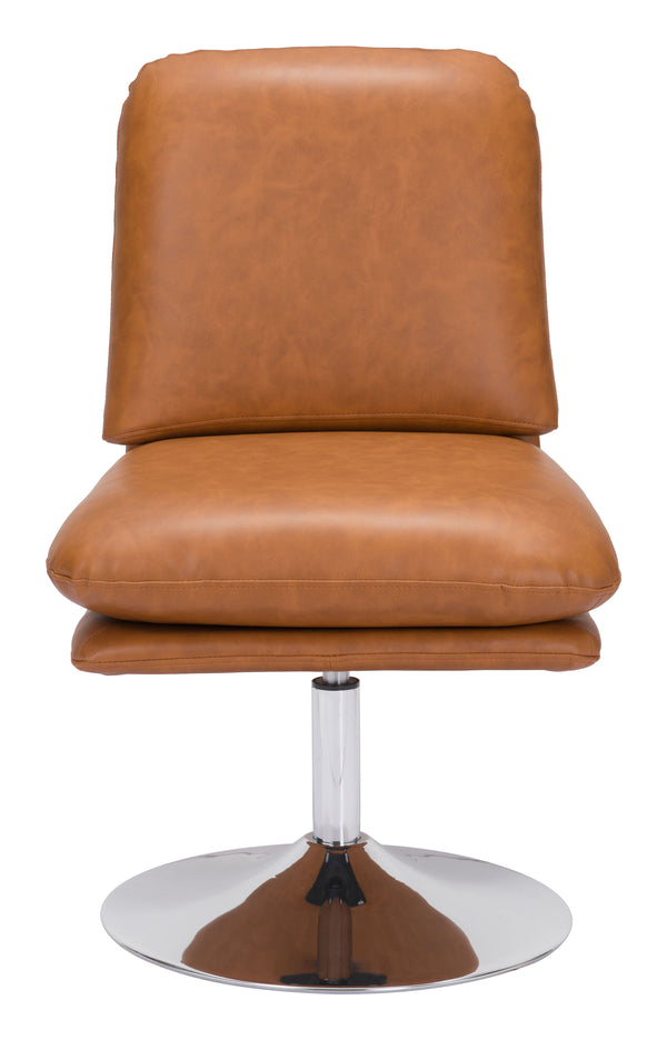 Zuo Modern Rory 100% Polyurethane, Plywood, Steel Modern Commercial Grade Accent Chair Brown, Chrome 100% Polyurethane, Plywood, Steel