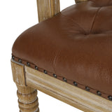 Loyning Traditional Upholstered Tufted Loveseat, Cognac Brown and Natural Noble House