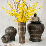 Sagebrook Home Global Ceramic 28" Temple Jar, Antique Black 14660-01 Black Ceramic