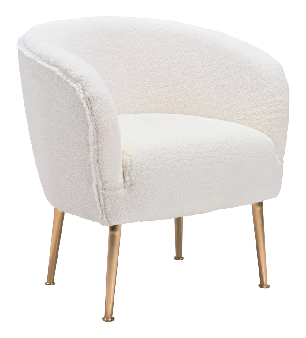 Zuo Modern Sherpa 100% Polyester, Plywood, Steel Modern Commercial Grade Accent Chair Beige, Gold 100% Polyester, Plywood, Steel