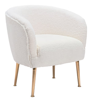 Zuo Modern Sherpa 100% Polyester, Plywood, Steel Modern Commercial Grade Accent Chair Beige, Gold 100% Polyester, Plywood, Steel