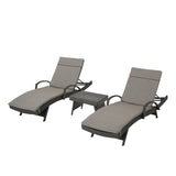 Salem 3 Piece Outdoor Multibrown Wicker Lounge with Charcoal Water Resistant Cushions and Coffee Table Noble House