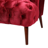 Adelia Modern Glam Tufted Velvet 3 Seater Sofa, Wine and Walnut Noble House