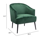 Zuo Modern Ranier 100% Polyester, Plywood, Steel Modern Commercial Grade Accent Chair Green, Black 100% Polyester, Plywood, Steel