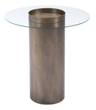 Zuo Modern Emi Tempered Glass, Steel Mid Century Commercial Grade End Table Antique Gold, Clear Tempered Glass, Steel