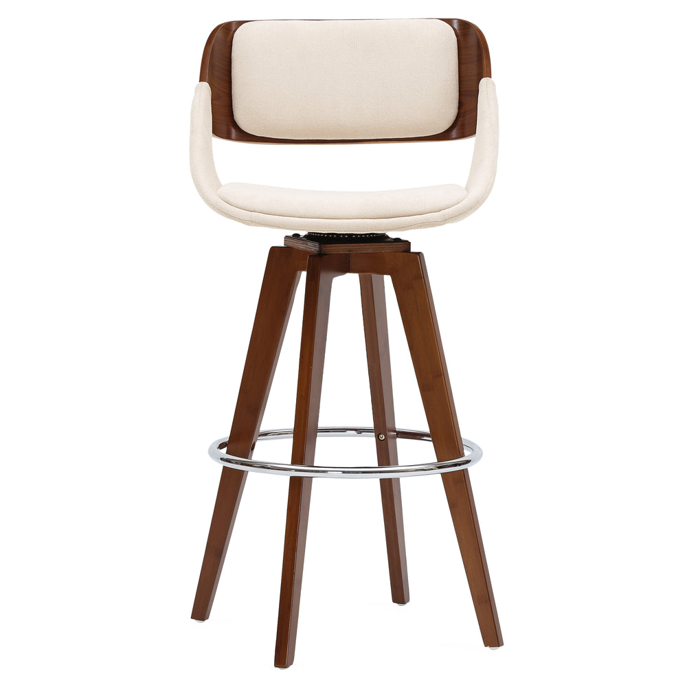 Cyprus 360-Degree Swivel Bar Stool with Mid-Century Design, Comfortable Cushions & Chrome Base