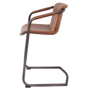 Indy Leatherette Counter Stool Set of 2 - Chic Industrial Design with Vintage Style, Fully Assembled