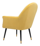 Zuo Modern Alexandria 100% Polyester, Plywood, Steel Modern Commercial Grade Accent Chair Yellow, Black, Gold 100% Polyester, Plywood, Steel