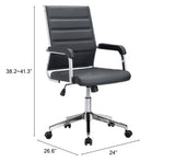 Zuo Modern Liderato 100% Polyurethane, Plywood, Steel Modern Commercial Grade Office Chair Black, Silver 100% Polyurethane, Plywood, Steel