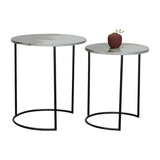 Sagebrook Home Contemporary Metal, Set of 2 -  22/24" Round Side Tables, Ombre Gray/mo 15219-03 Multi Iron