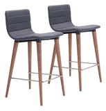 English Elm EE2607 100% Polyester, Plywood, Birch Wood Mid Century Commercial Grade Counter Chair Set - Set of 2 Gray, Brown 100% Polyester, Plywood, Birch Wood