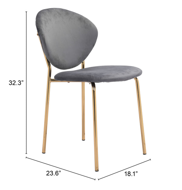 Zuo Modern Clyde 100% Polyester, Plywood, Steel Modern Commercial Grade Dining Chair Set - Set of 2 Dark Gray, Gold 100% Polyester, Plywood, Steel