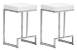 English Elm EE2951 100% Polyurethane, Plywood, Stainless Steel Modern Commercial Grade Counter Stool Set - Set of 2 White, Silver 100% Polyurethane, Plywood, Stainless Steel