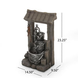 Annecy Outdoor 3 Tier Bucket Fountain, Brown and Gray Noble House